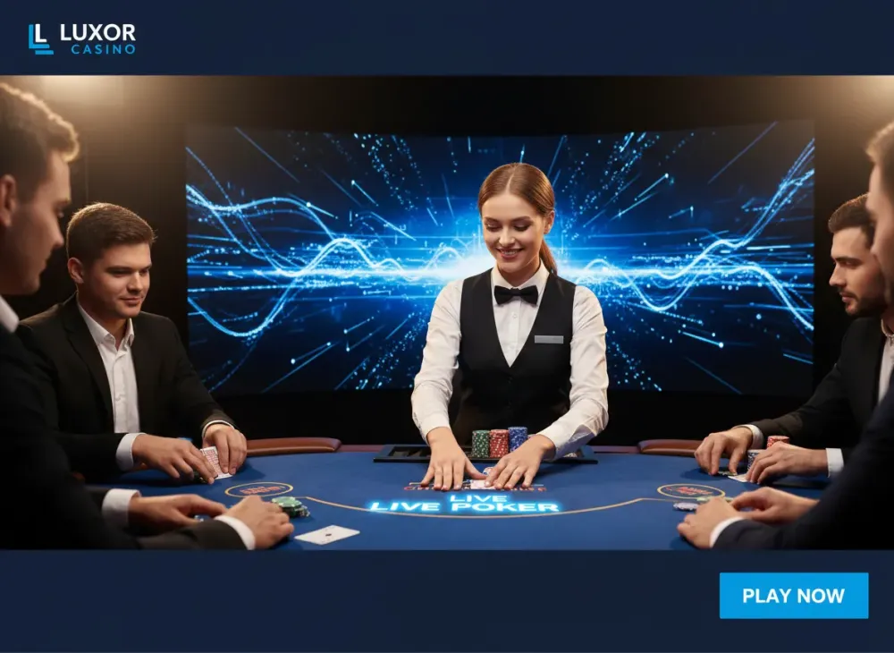 Live Poker table with cards and chips